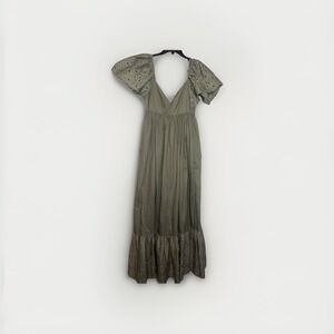 En Saison Olive Barnette Eyelet Flutter Sleeve Maxi Dress size Small NWT